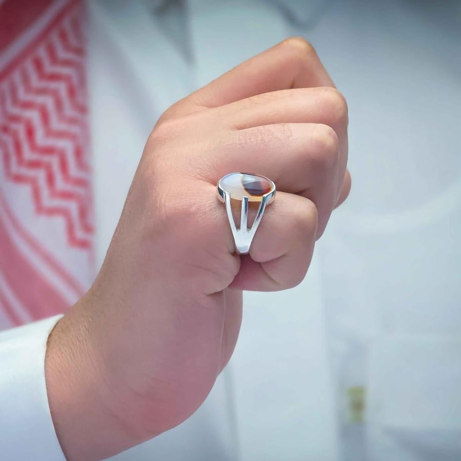 Royal Agate Yemeni floral ring
