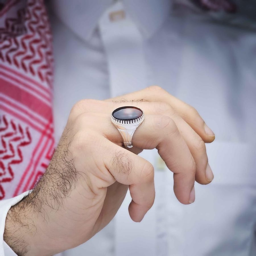 خاتم بحريني عقيق يماني اسود