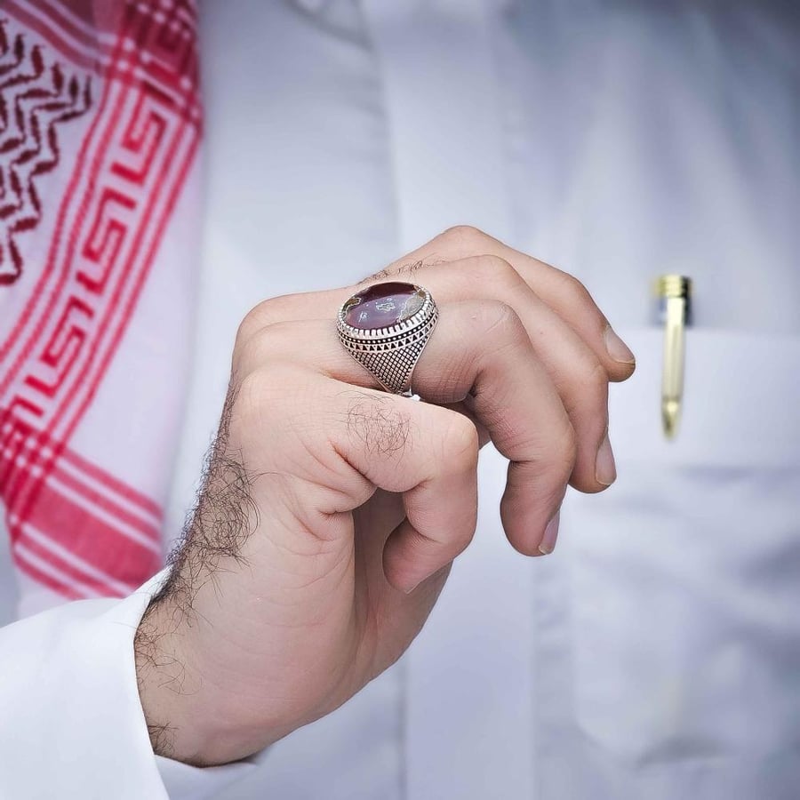 خاتم فضة عقيق يماني خرايطي
