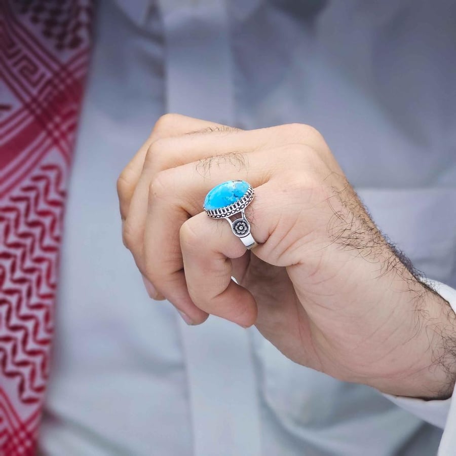 خاتم فضة حجر فيروز نيشابوري