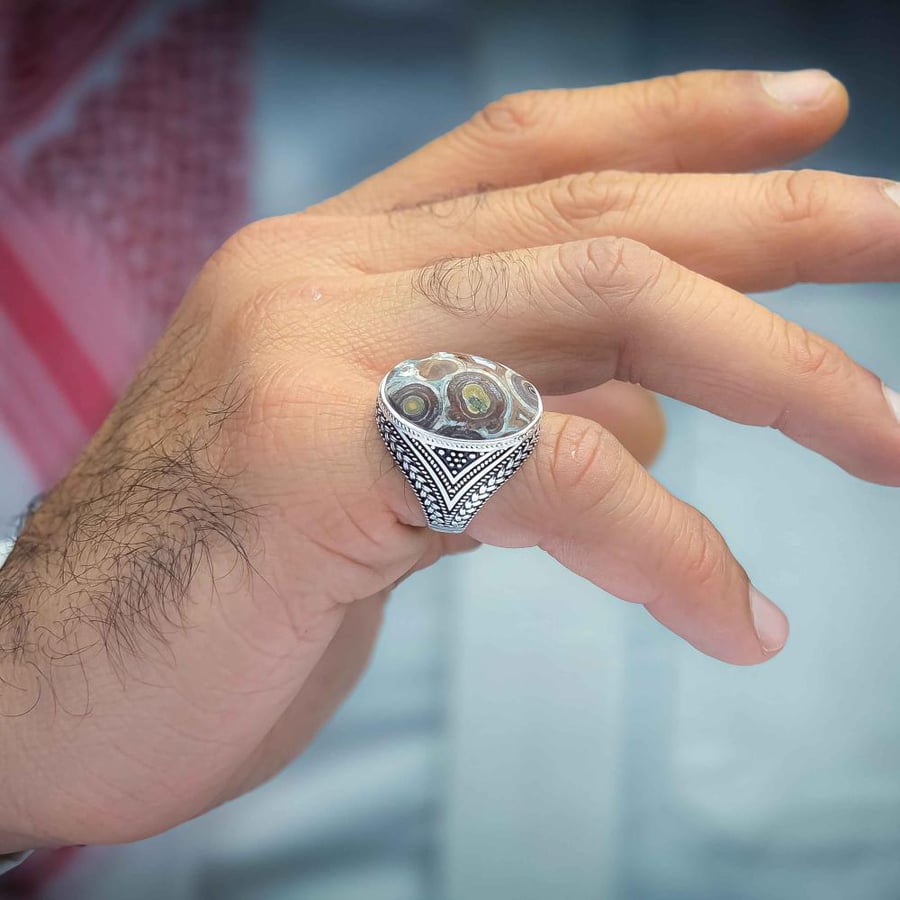 خاتم فضة عقيق يماني داوودي