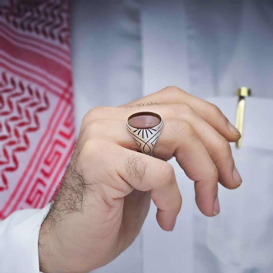 خاتم فضة عقيق احمر