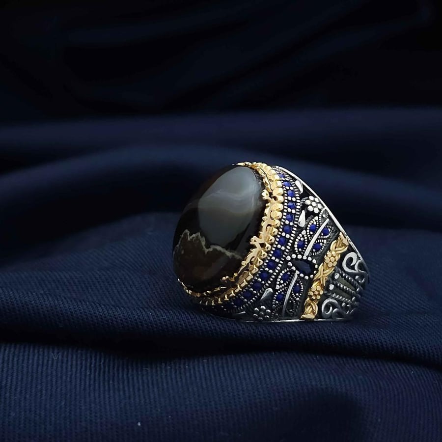 خاتم فضة عقيق يماني خرايطي