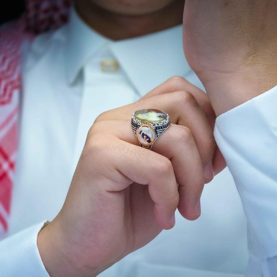 خاتم فضة عقيق يماني طحلبي