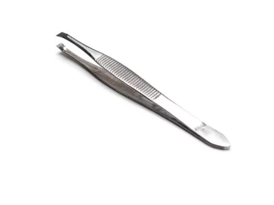 ملقط حواجب مستقيم باكستاني – فضي اللون | دقة عالية لإزالة الشعر