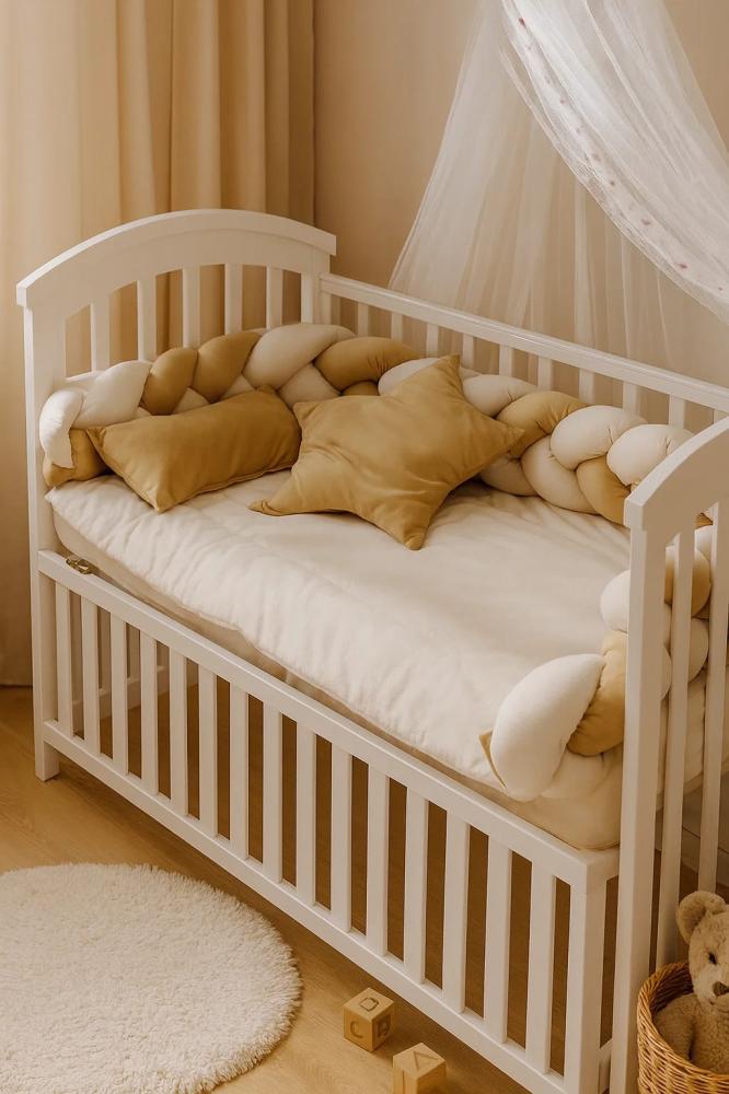 Child's bed barrier woven fabric quiet safe and soft