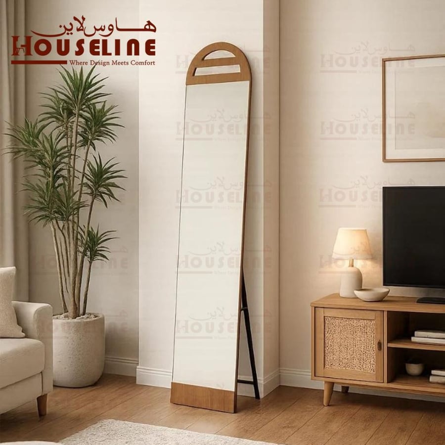 Floor mirror with a circular top design – elegant modern mirror for the entrance