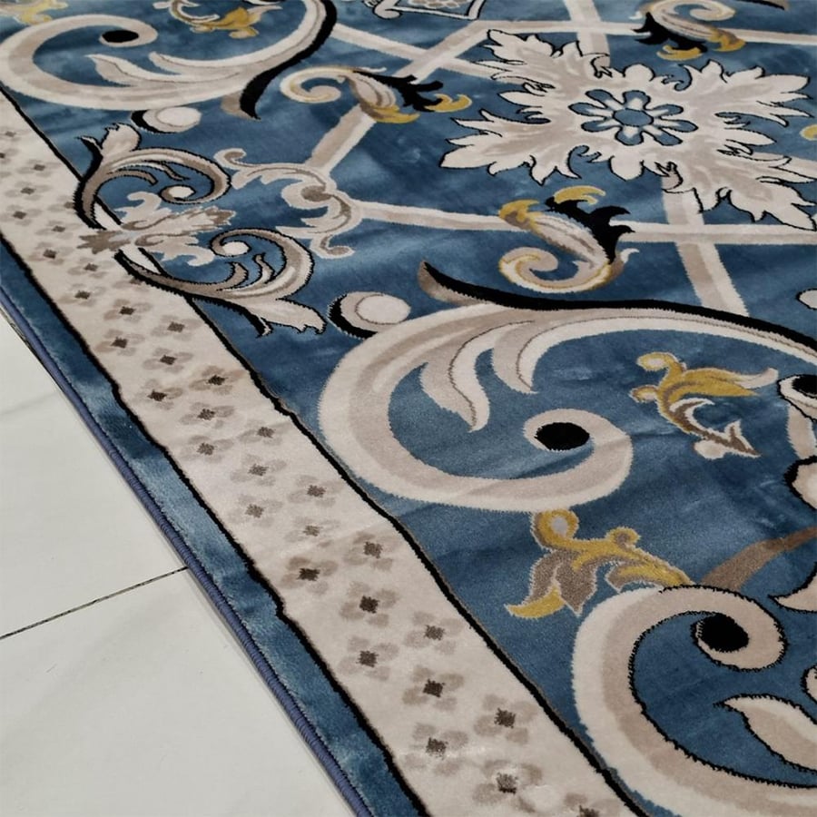 Luxury classic carpet in blue color and luxurious royal patterns