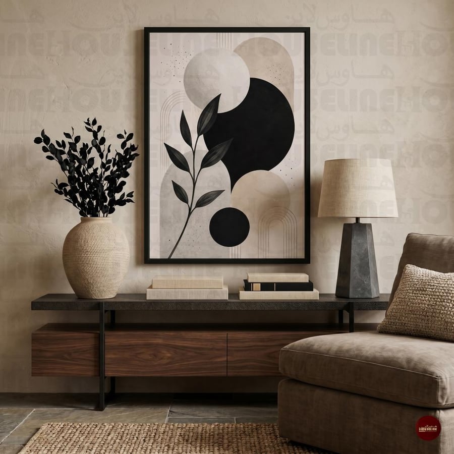 لوحة جدارية تجريدية هندسية بأشكال دائرية أنيقة طباعة كانفس
