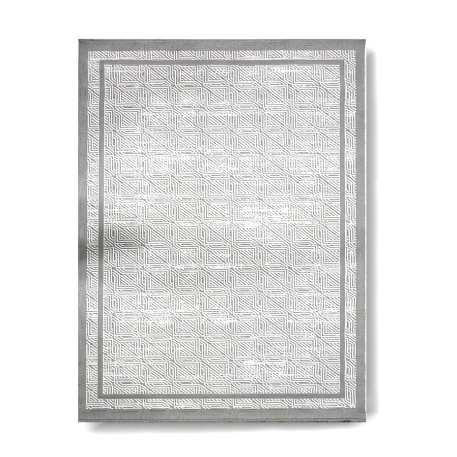 Luxury classic carpet with geometric patterns in silver and calm gray