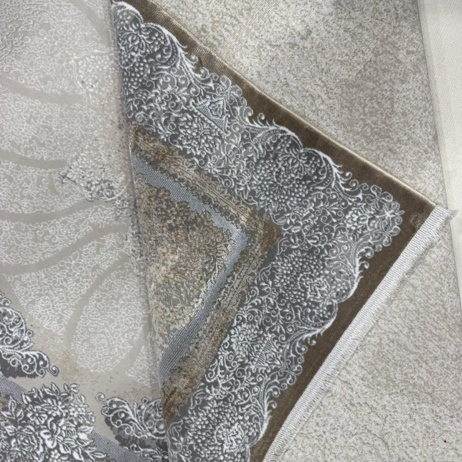 Luxury classic carpet light gray with a soft central pattern