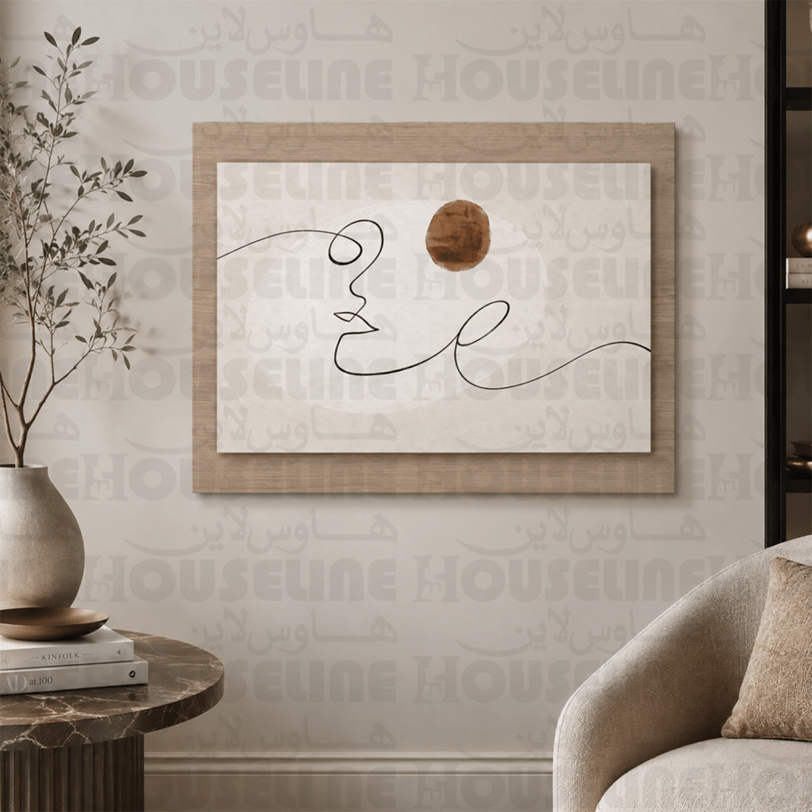 لوحة جدارية طبقية برسم وجه بخط واحد مودرن طباعة كانفس