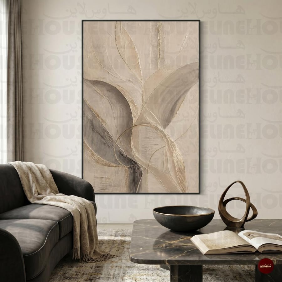 Wall art with palm leaves in an elegant minimal style printed on canvas