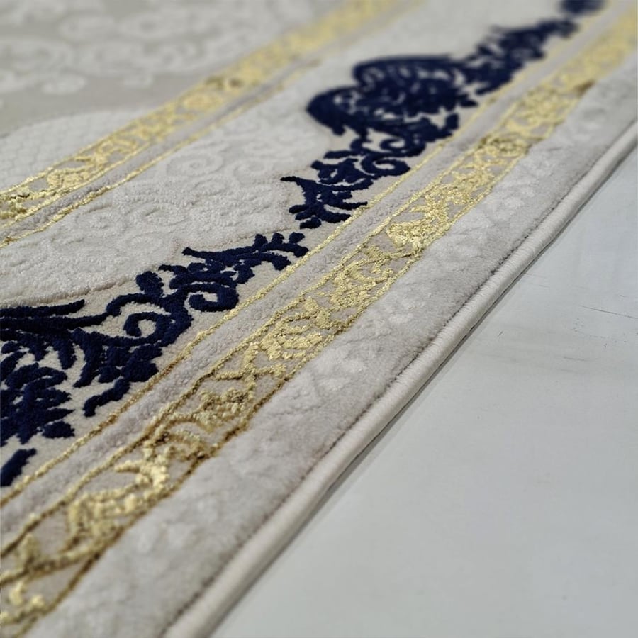 Classic carpet, royal pattern, luxurious - cream × navy blue with gold
