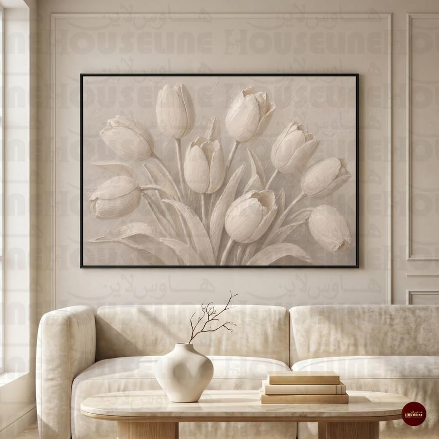 Wall art tulip flowers soft with calm gradients canvas print