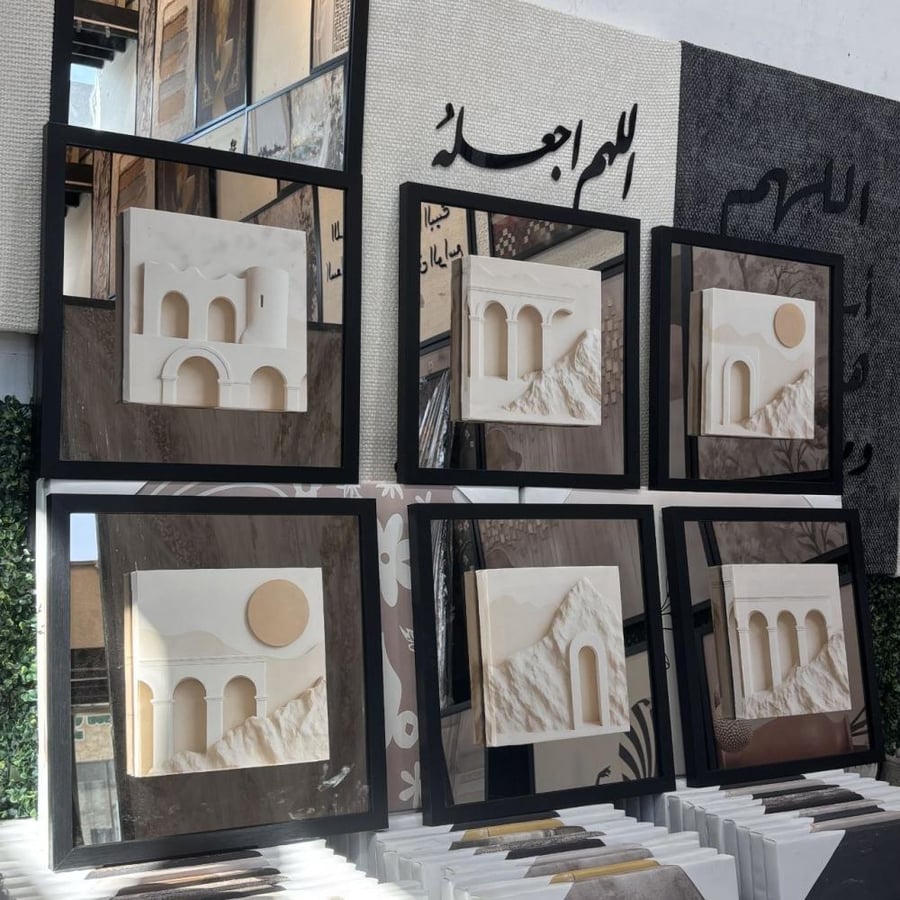 Set of 6 mirror panels with modern desert designs, canvas print