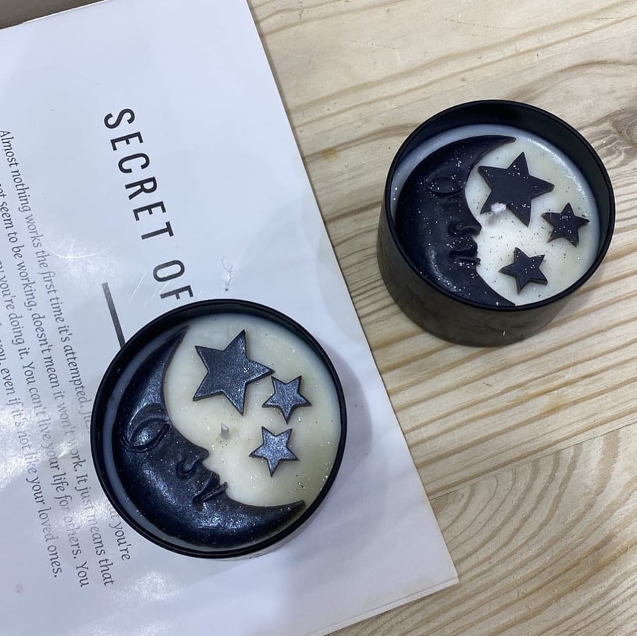 Moon and stars candle
