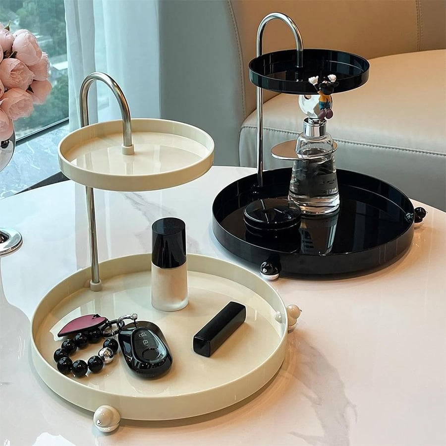 Elegant two-tier stand and organizer – stylish storage for cosmetics, perfumes, and accessories