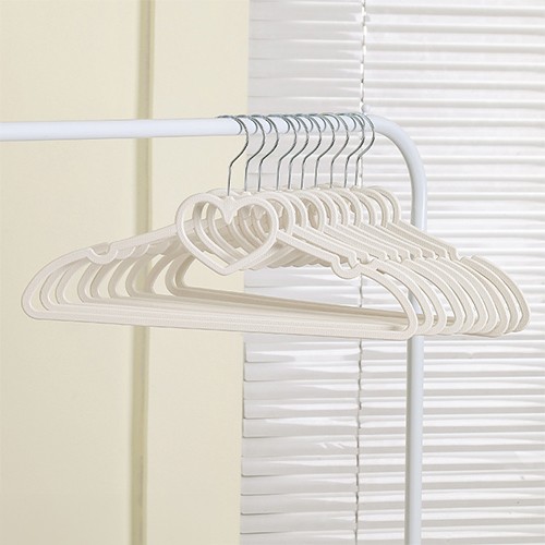 Clothes hangers made of velvet material, non-slip, space-saving - Cream color