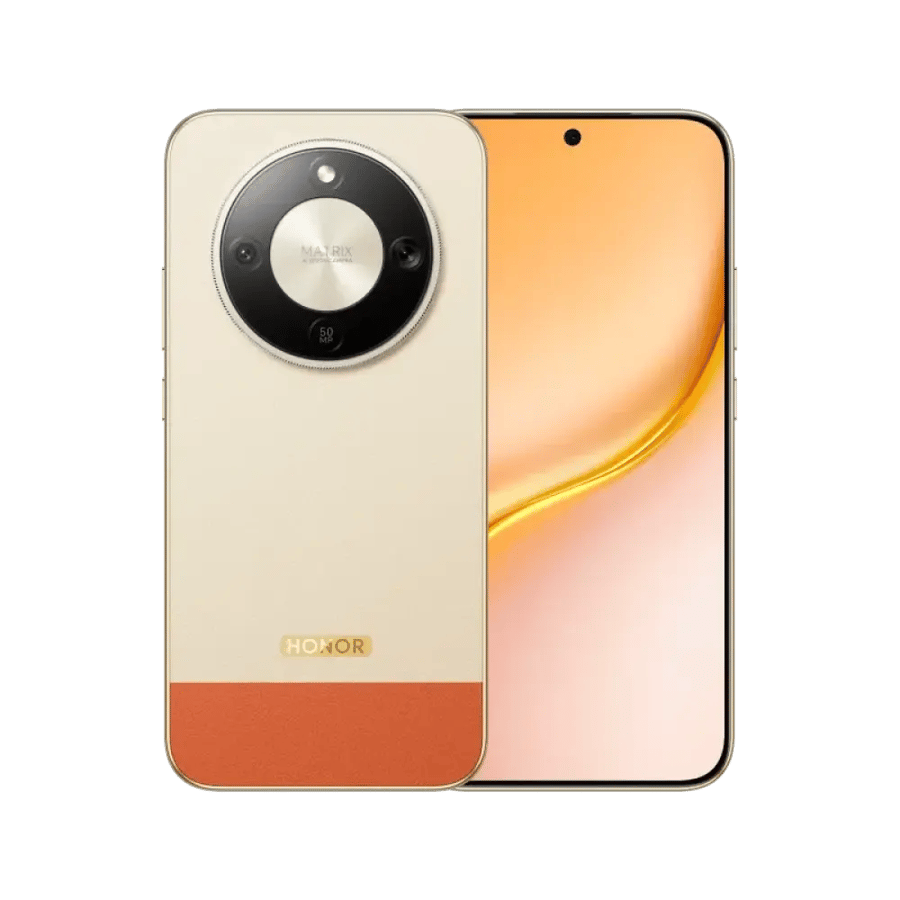 التصميم الخلفي لهاتف HONOR X9e s باللون البرتقالي