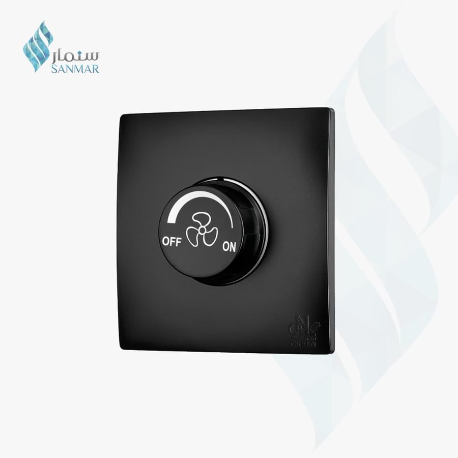 مفتاح دايمر مروحة أسود بيانو 7x7