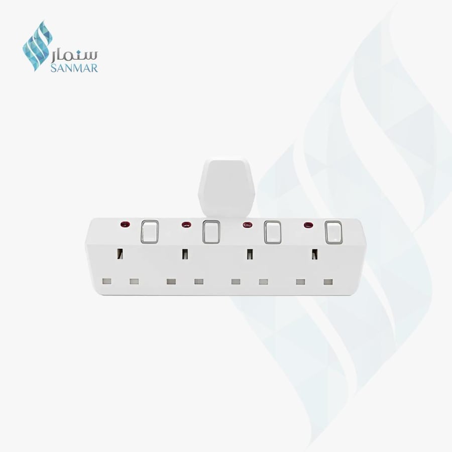 قسام كهرباء 4 منافذ مع مفاتيح تشغيل