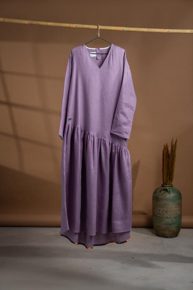 Lavender Long Flowing Linen Dress