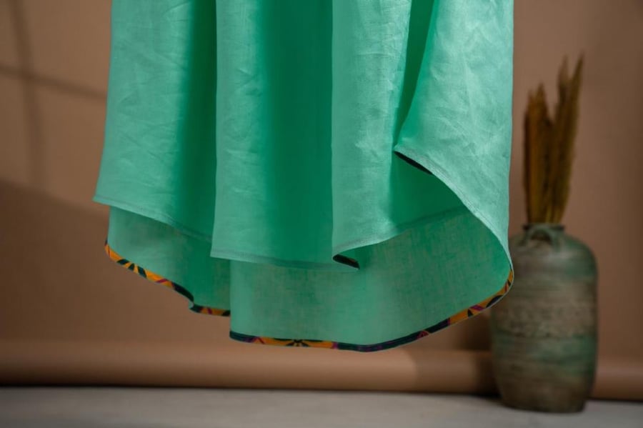 Sea-foam Long Linen Dress