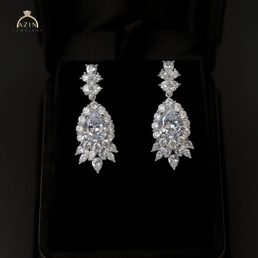 Sophisticated diamond design earring | 925 sterling silver