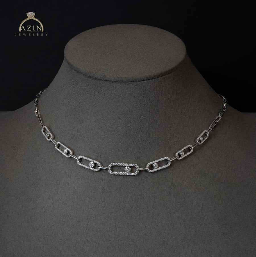 Elegant Moving Stones Choker Necklace | 925 Sterling Silver