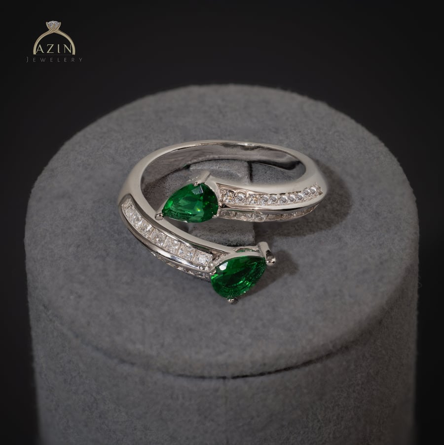 خاتم انيق حجر دمعة AR-205 | فضة عيار 925