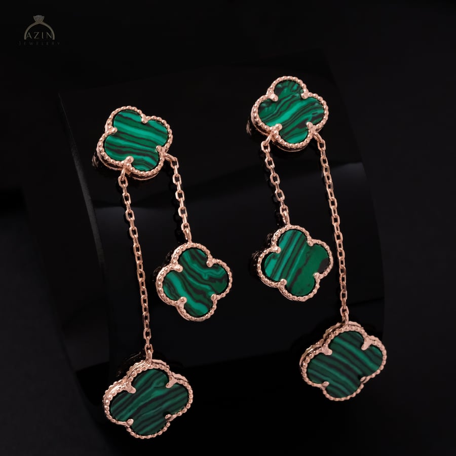 Distinctive green rose striped earring | 925 sterling silver