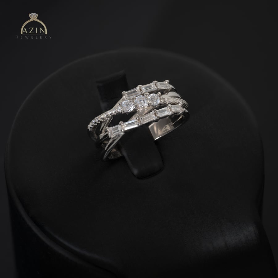خاتم باجيت راقي تصميم الماس AR-200 | فضة عيار 925