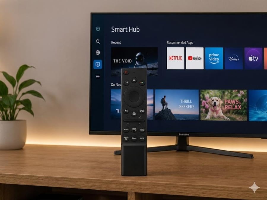 ريموت يُستخدم غالبًا مع شاشات Samsung Smart TV أو أجهزة تعمل بنظام Tizen Smart