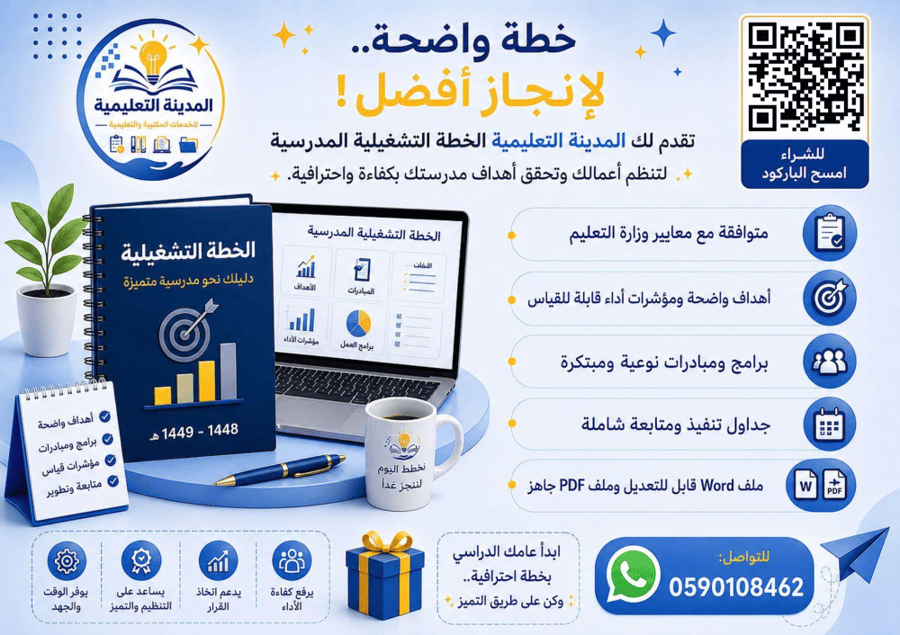 الخطة التشغيلية للعام الدراسي 1448 هـ -المرحلة المتوسطة -