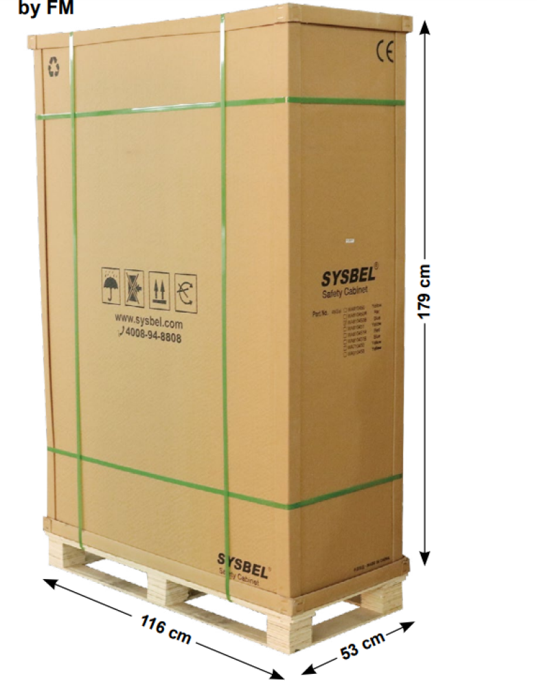 SYSBEL CE FM & OSHA APPROVED FLAMMABLE & CHEMICAL STORAGE SAFETY CABINET 45GAL/170LTR MODEL - WA810450