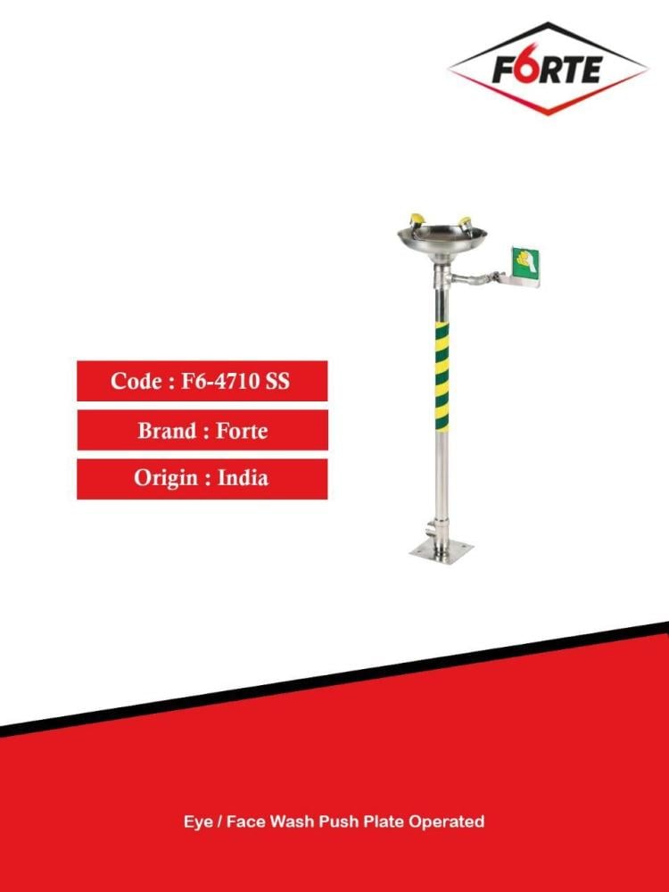 Forte Eye / Face Wash Push Lever Operated - Stainless Steel -  Code: F6-4710 SS - The cushion-flow atomizer heads releases a soft aerated flow of water to the critical ocular and facial area - Brand: Forte - Origin: India