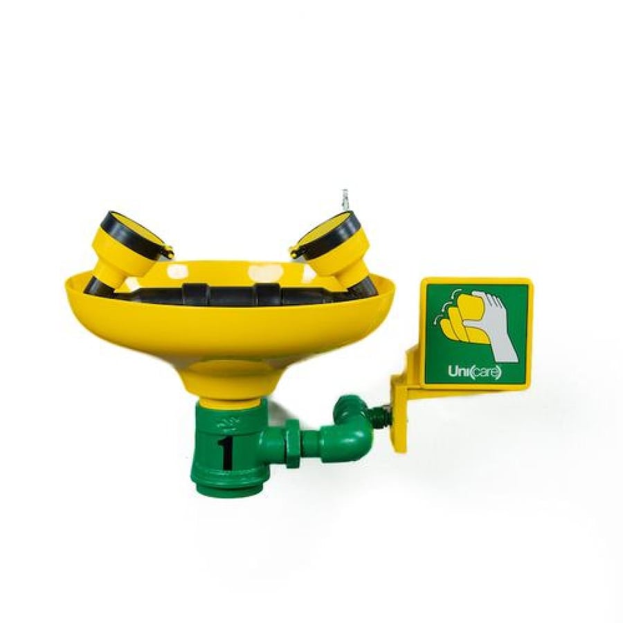 Uni care - Wall Mounted Emergency Eye / Face Wash - Galvanized Iron - Push Plate Operated LSE 1B GI 91211301