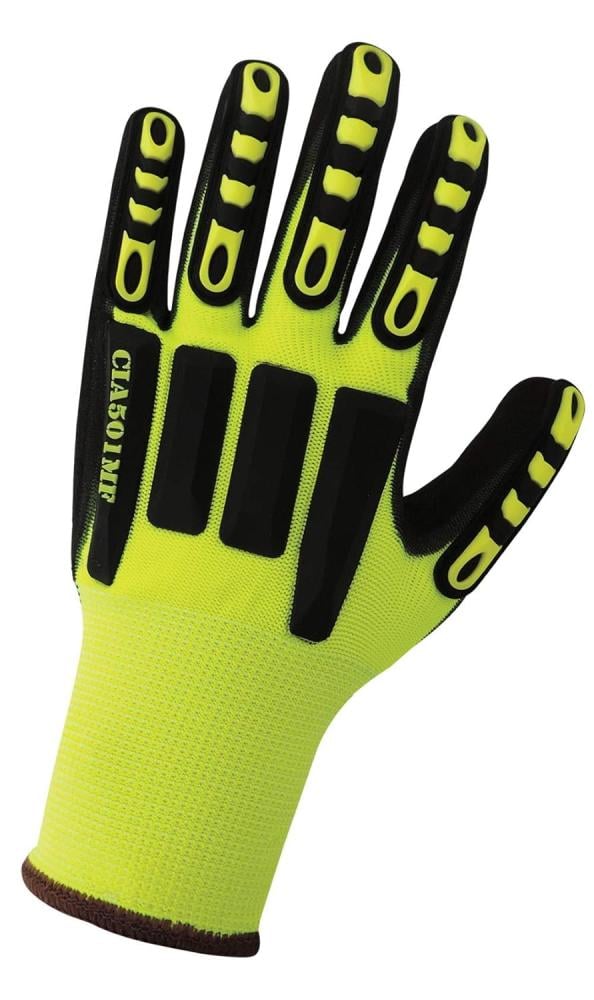 Global Glove CIA501MF, IMPACT RESISTANT GLOVES,HIGH-VISIBILITY NITRILE-COATED GLOVES, CUT, IMPACT, ABRASION, AND PUNCTURE RESISTANT, WITH A DOUBLE-FINISH FINISH.