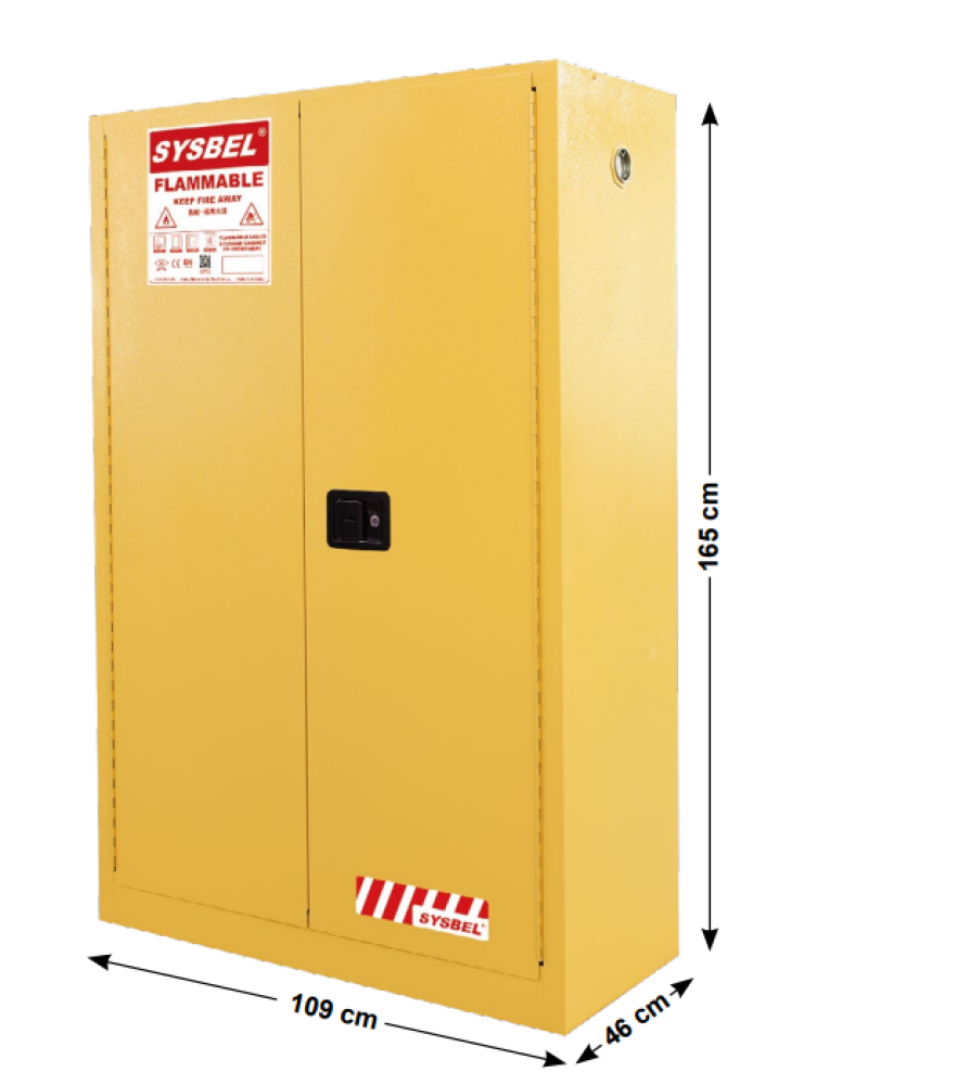 SYSBEL CE FM & OSHA APPROVED FLAMMABLE & CHEMICAL STORAGE SAFETY CABINET 45GAL/170LTR MODEL - WA810450