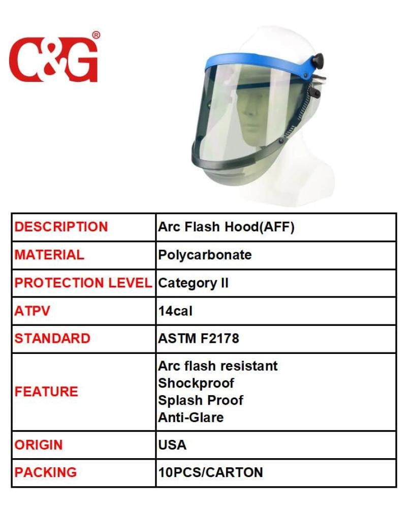 ARC FLASH FACESHIELD  , CLEAR, POLYCARBONATE, HT™ LENS, RATED 14 CAL/CM² CLASS 2