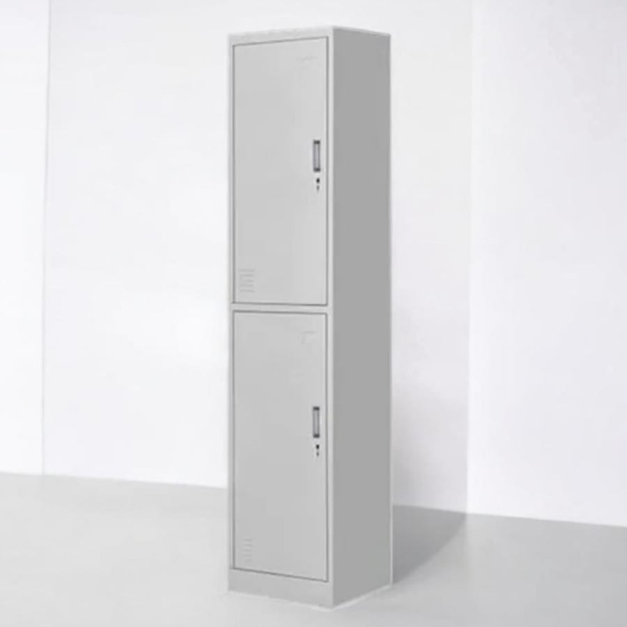 دولاب امانات وملابس حديد بابين مع ارفف داخلية مقاس 185×38×42 رصاصي W001-2GRAY