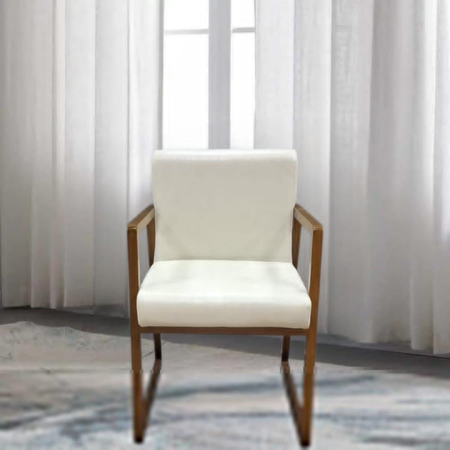 A comfortable and hospitable and relaxing wooden chair with white leather GWD1386