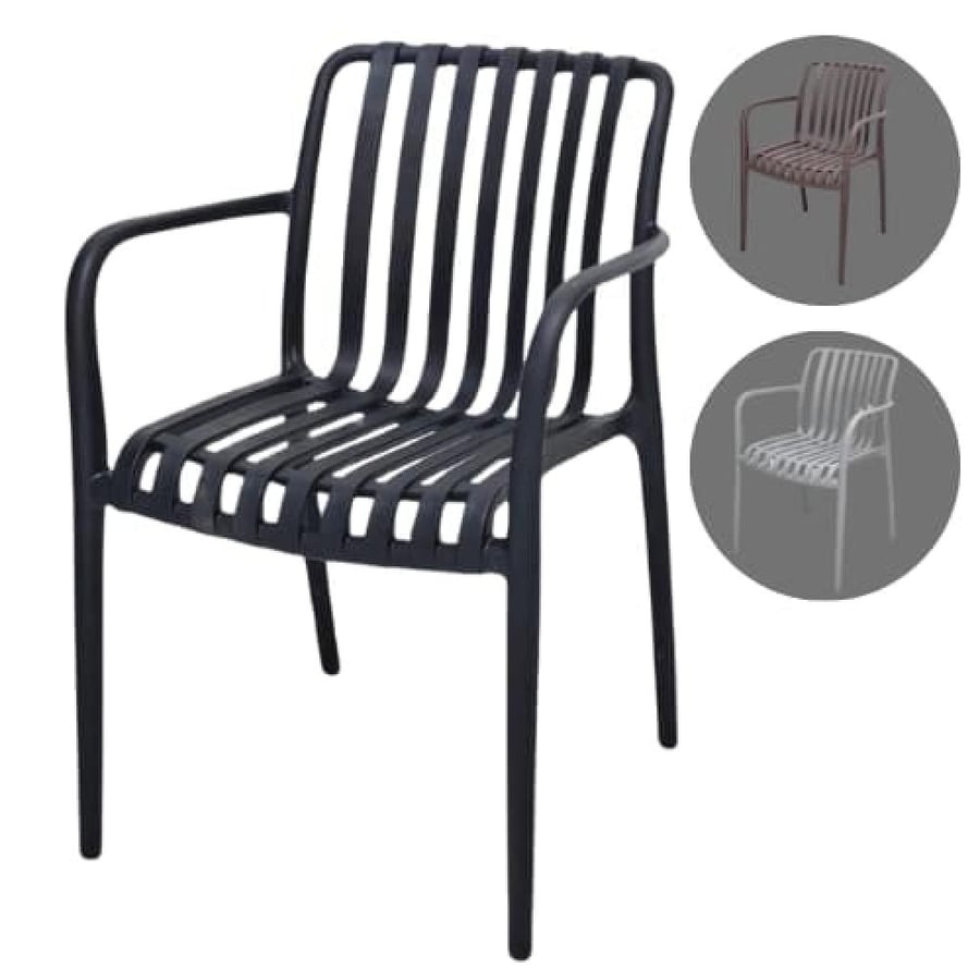كرسي طعام وكافية فايبر خارجي لون اسود  THDC610BLACK