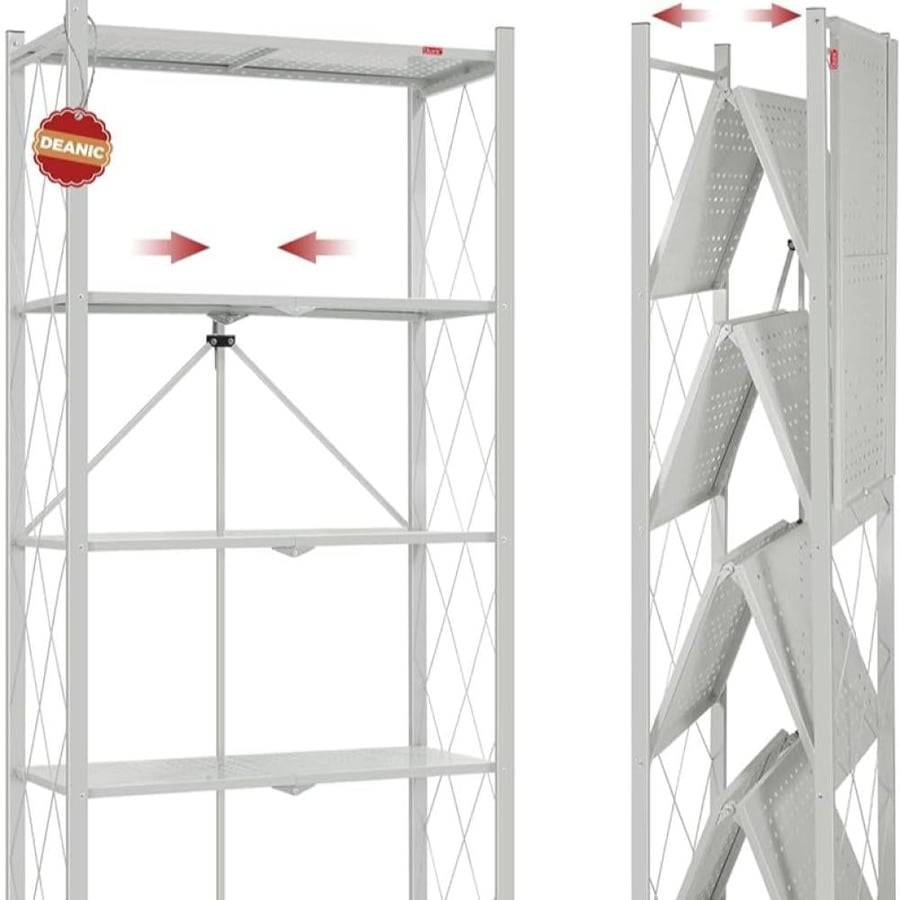Storage and organization shelves, foldable, 5 tiers, white color, size 34×72×168 cm, model AW-6008W