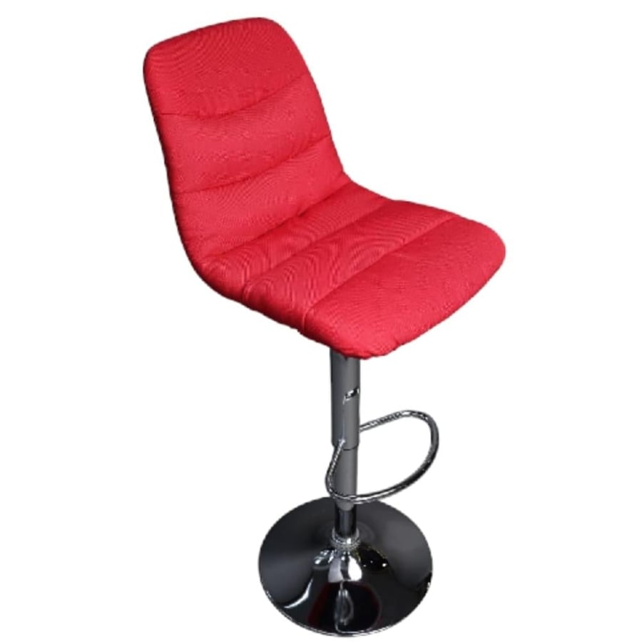 Red fabric bar stool with silver steel hydraulic base GWD1187