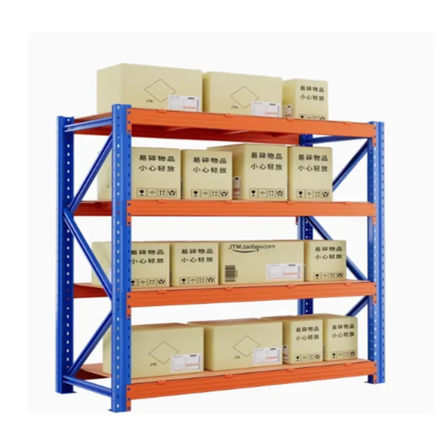 Iron storage shelves, 4 levels, each shelf supports 300 kg, size 60×200×200 cm, model HS25W300