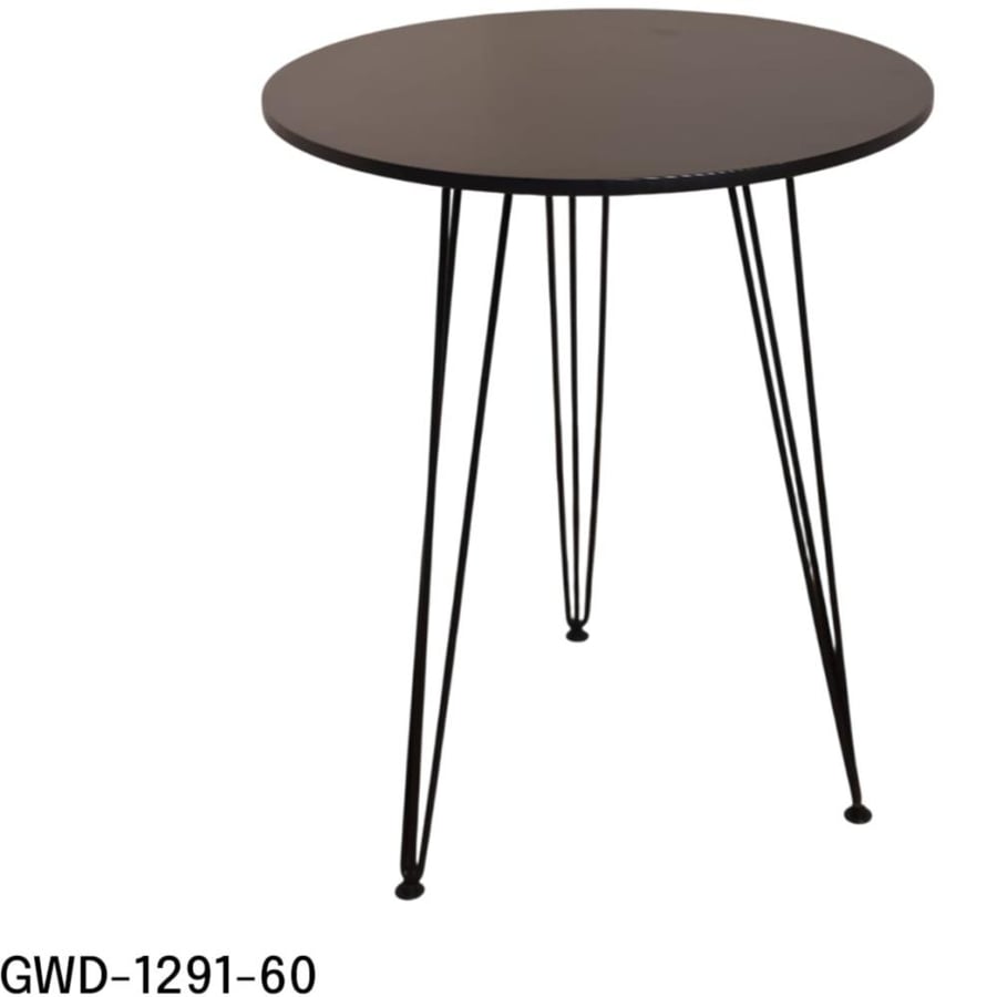 طاولة طعام دائرية 60CM سطح خشب مع قاعدة حديد 3ارجل لون اسود GWD1291-60B