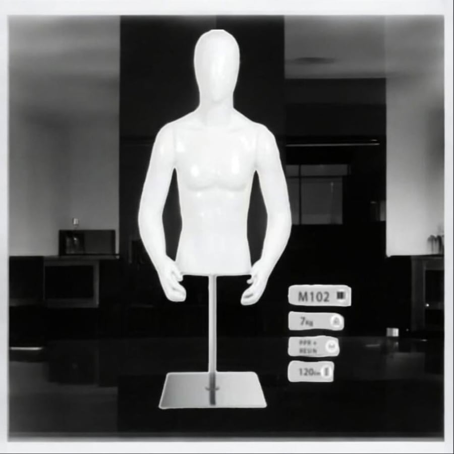 Male display mannequin with white head M102