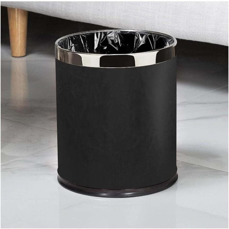 Black plastic round trash bin 10 liters GWD1169